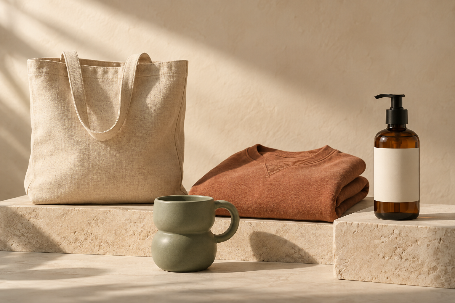 Canvas tote sample in a retail product collection